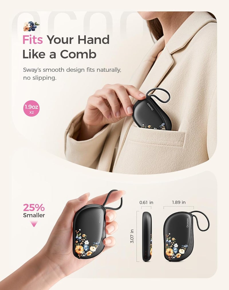 OCOOPA Hand Warmers Rechargeable 2 Pack, Ultra Slim Electric Hand Warmers, Portable Pocket Heater, Comb-Inspired, Fits in Gloves,UL Certified, Winter Essentials,UT5 Sway - Image 3